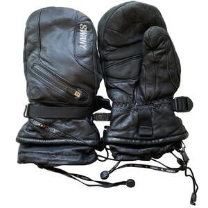SWANY TriPlex Leather Mittens SX-44A Black Zipper Storage Ski Snowboard